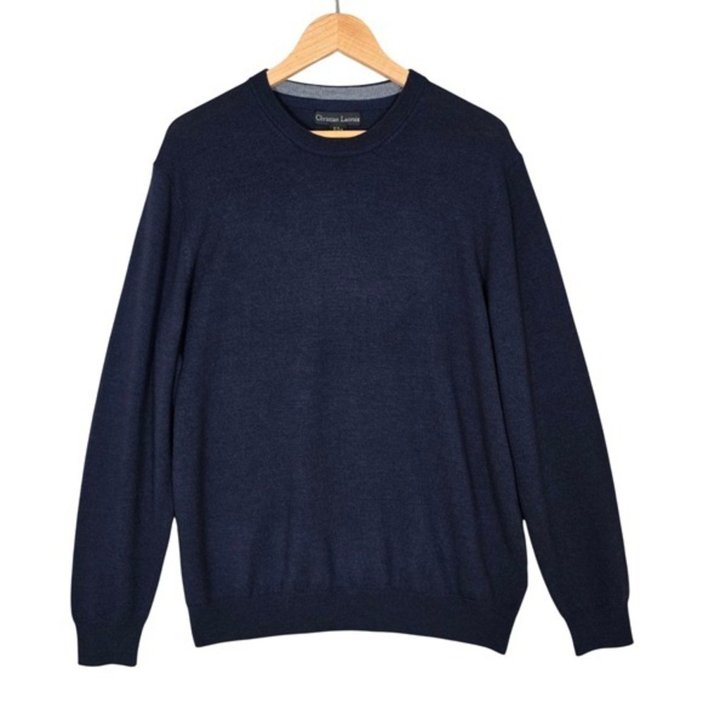 NWT Christian Lacroix Men's Dark Navy Extra Fine Merino Wool Sweater XL